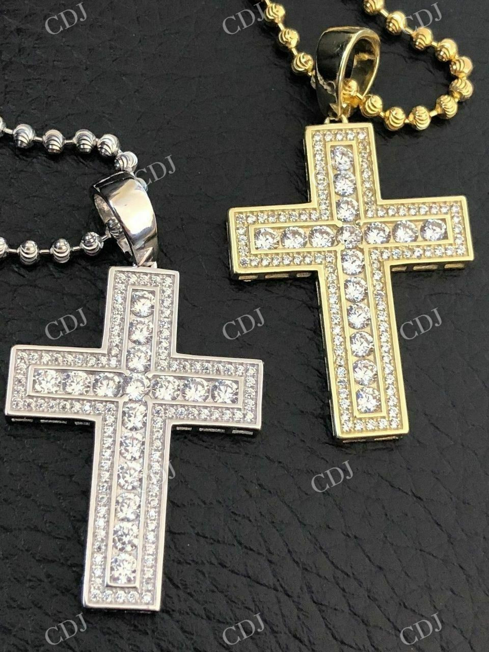 Iced Out Cross Round Diamond Pendant  customdiamjewel   