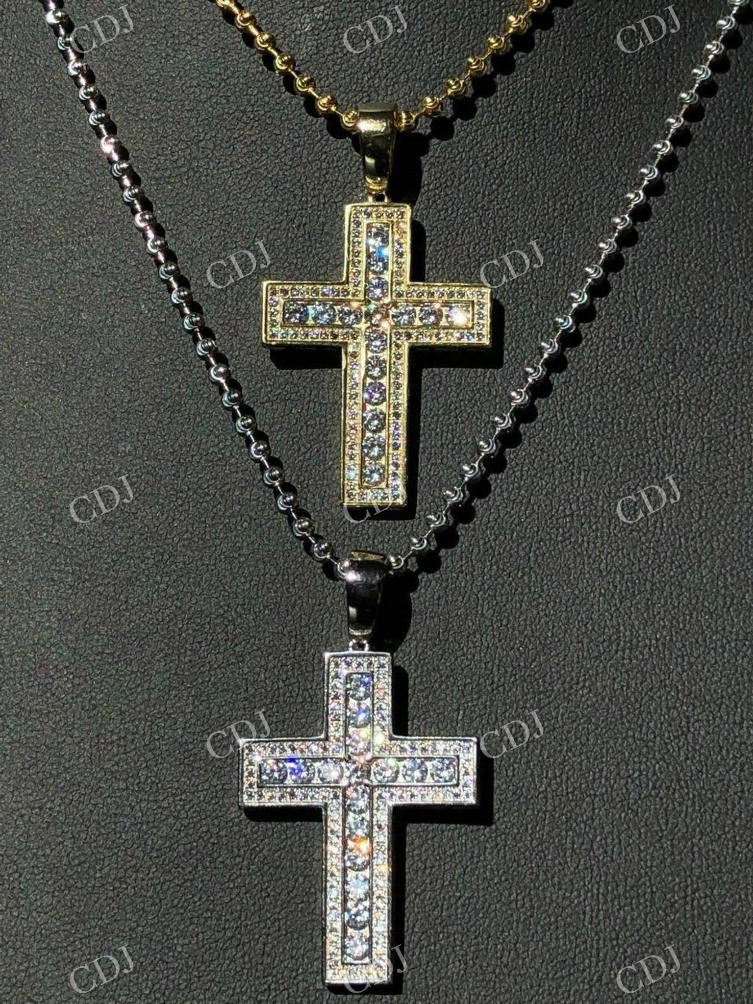 Iced Out Cross Round Diamond Pendant  customdiamjewel   