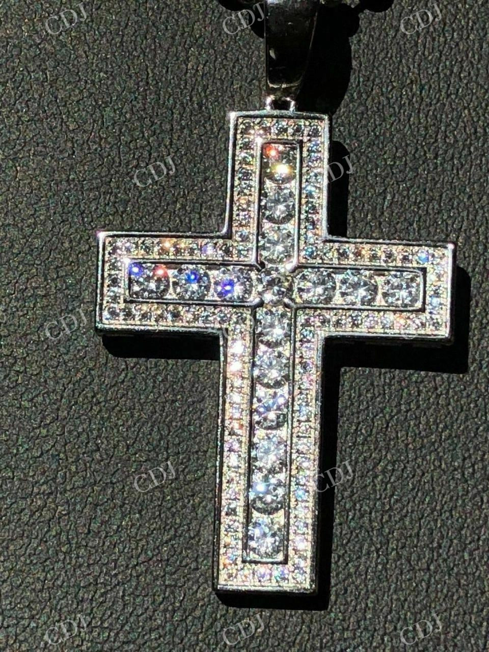 Iced Out Cross Round Diamond Pendant  customdiamjewel   