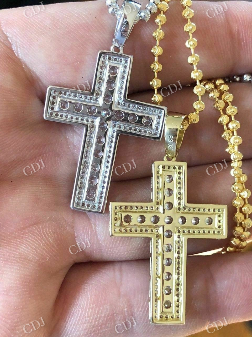 Iced Out Cross Round Diamond Pendant  customdiamjewel   