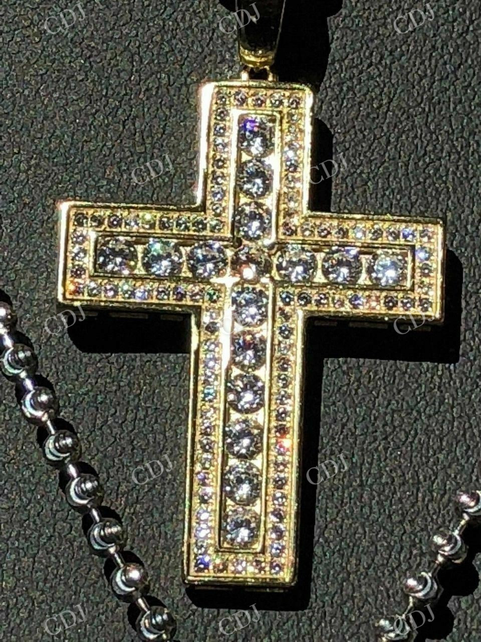 Iced Out Cross Round Diamond Pendant  customdiamjewel   