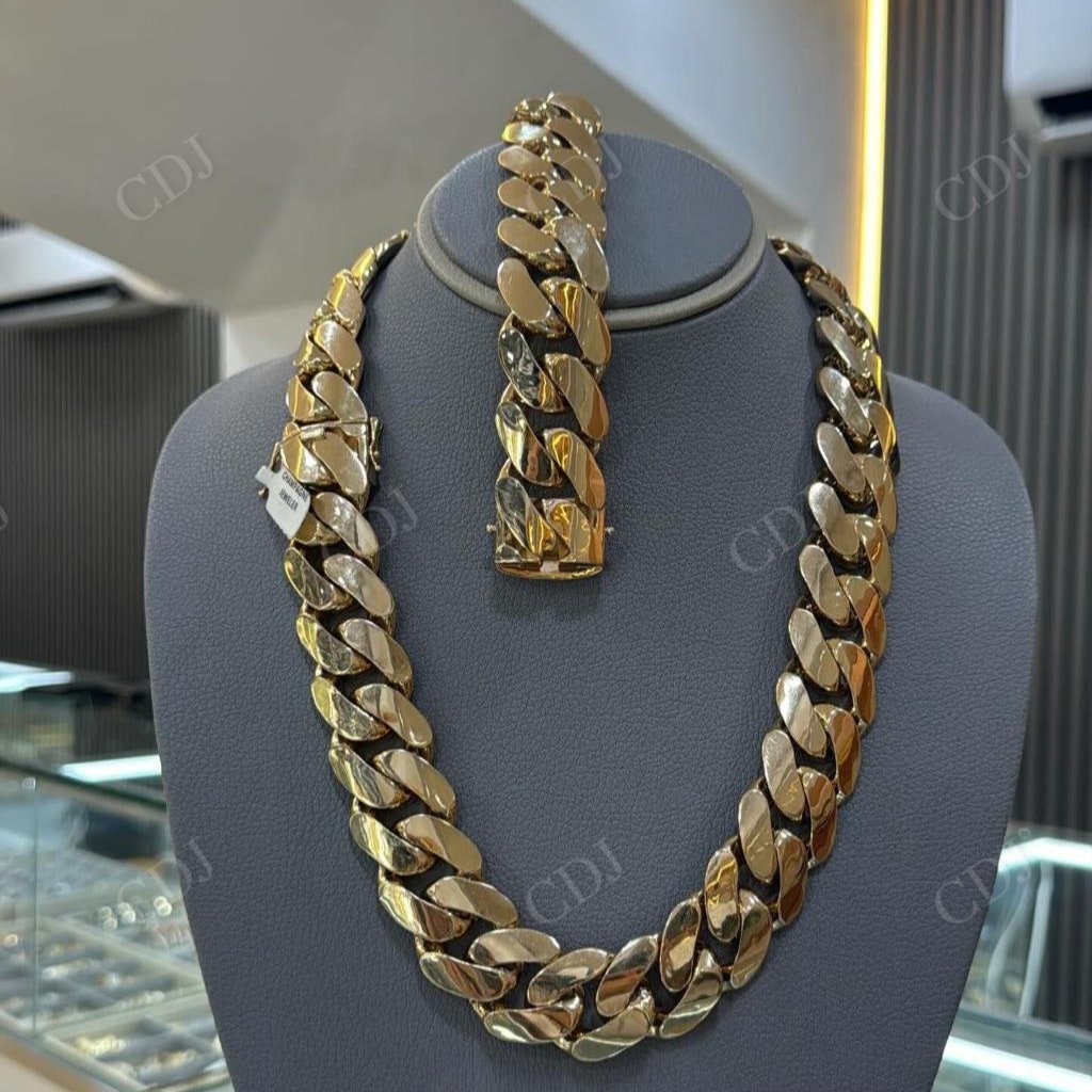 Gold Plated Silver Miami Cuban Link Chain hip hop jewelry CustomDiamJewel   