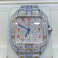 Cartier Santos Baguette On Belt Red Arabic Digit Moissanite Watch  customdiamjewel   