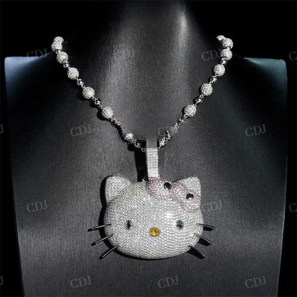 Iced Out Custom Made Hello Kitty Diamond Pendant  customdiamjewel   