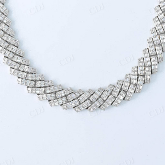 Diamond Prong Set Baguette Fully Iced Cuban Chain For Men  customdiamjewel   