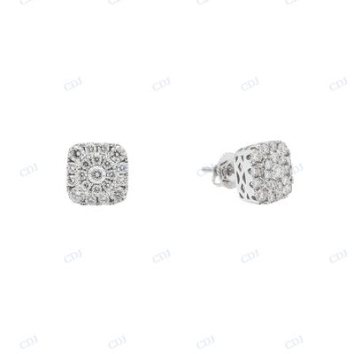 Square Shape Cluster Hip Hop Earring Engagement Ring CustomDiamJewel