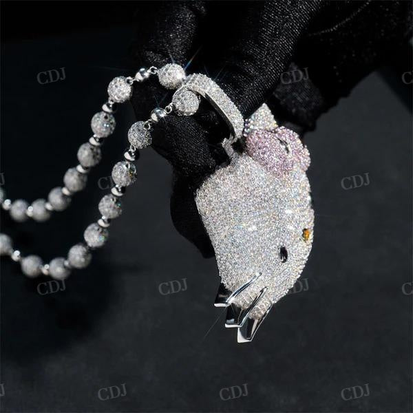 Iced Out Custom Made Hello Kitty Diamond Pendant  customdiamjewel   