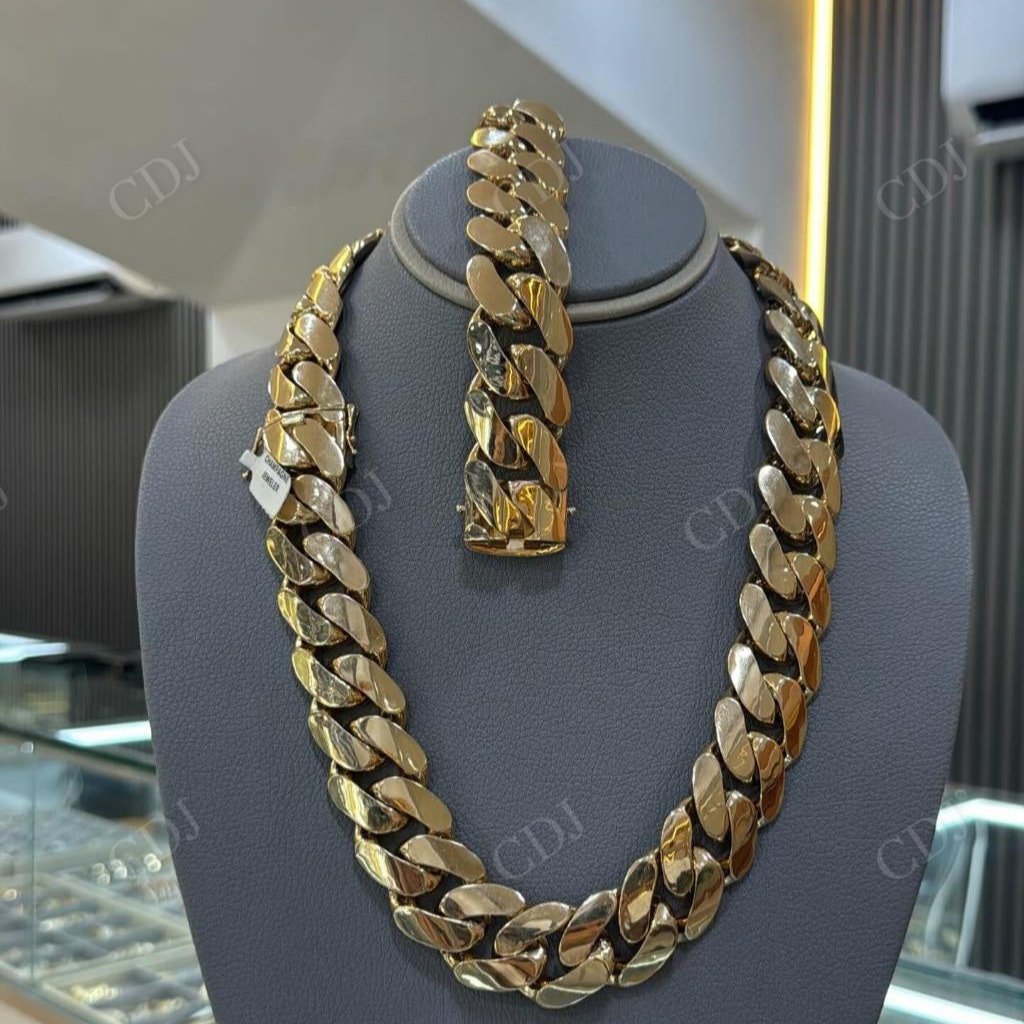 Gold Plated Silver Miami Cuban Link Chain hip hop jewelry CustomDiamJewel   