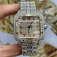 Cartier Santos Baguette On Belt Red Arabic Digit Moissanite Watch  customdiamjewel   