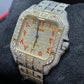 Cartier Santos Baguette On Belt Red Arabic Digit Moissanite Watch  customdiamjewel   