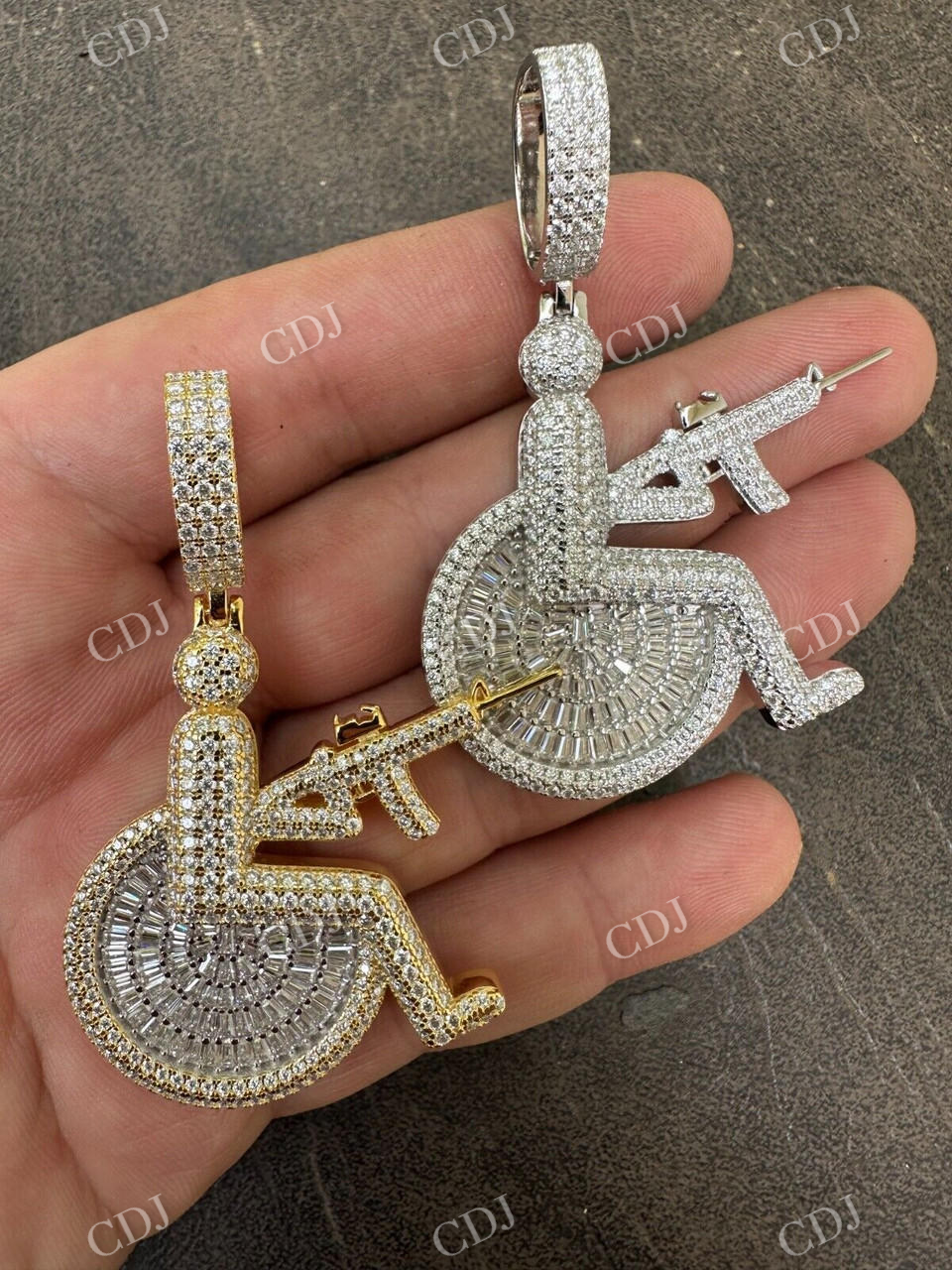 Handicap In Wheelchair Diamond Pendant  customdiamjewel   