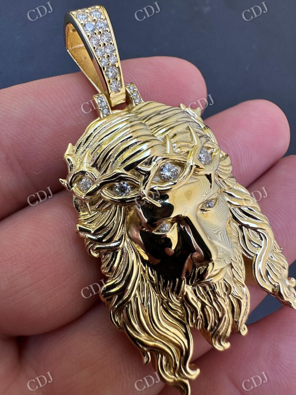 14k Gold Jesus Piece Hip hop Pendant  customdiamjewel   