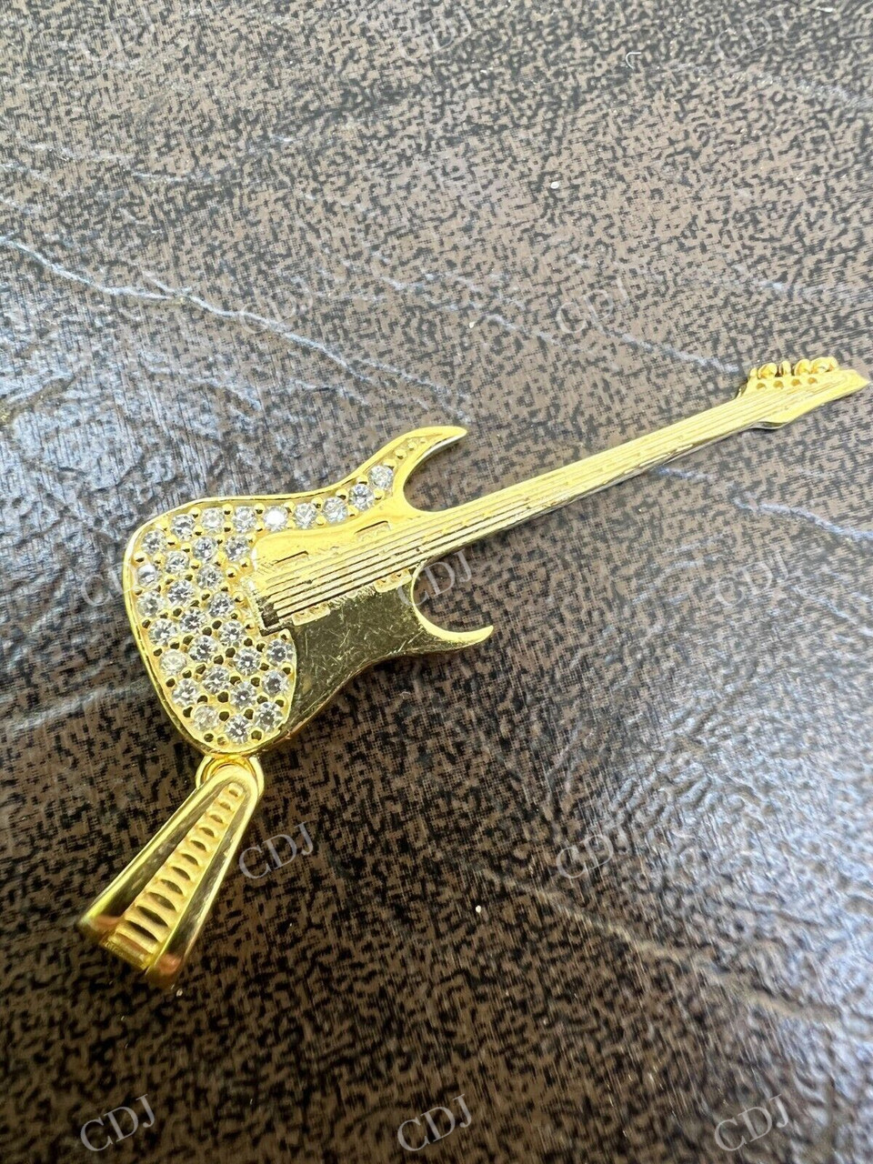 Round Diamond Guitar Rockstar Pendant  customdiamjewel   