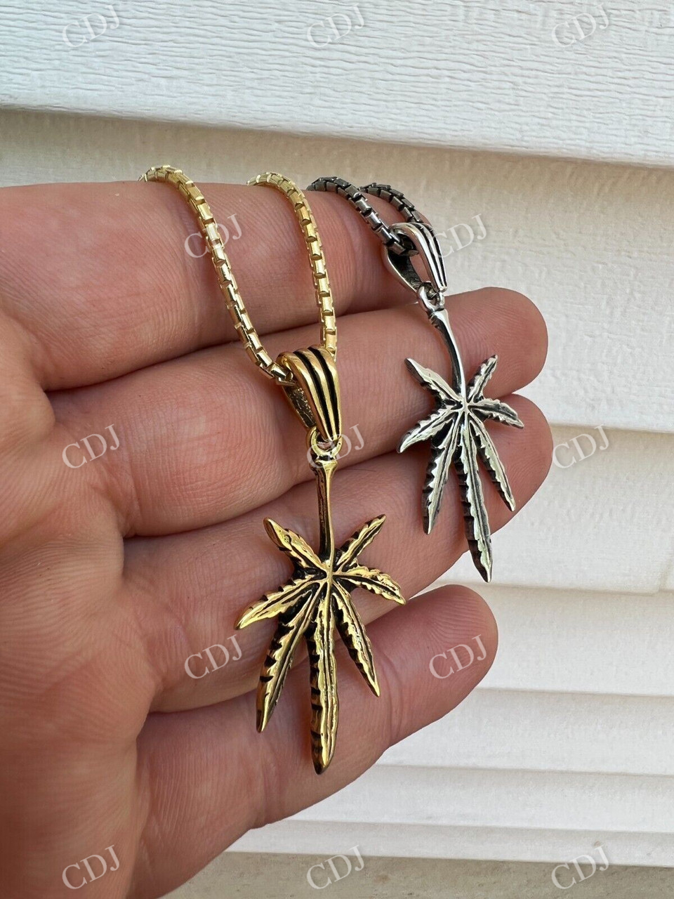 925 Sterling Silver Marijuana Leaf Pendant  customdiamjewel   