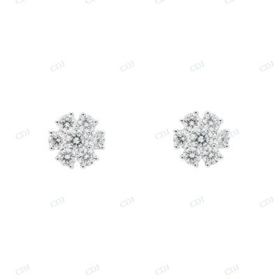 VVS Moissanite Diamond Sterling Silver Studs Earrings hip hop jewelry CustomDiamJewel