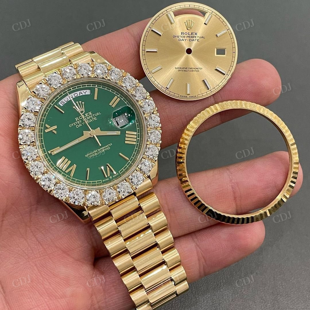 Green Dial Stainless Steel Rolex Diamond Watch  customdiamjewel   