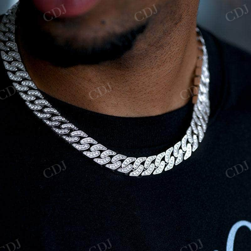 Cuban Reversible hip hop Chain White Gold For Men  customdiamjewel   