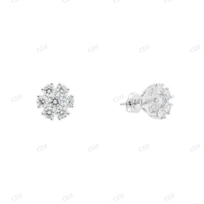 VVS Moissanite Diamond Sterling Silver Studs Earrings hip hop jewelry CustomDiamJewel