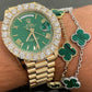 Green Dial Stainless Steel Rolex Diamond Watch  customdiamjewel   