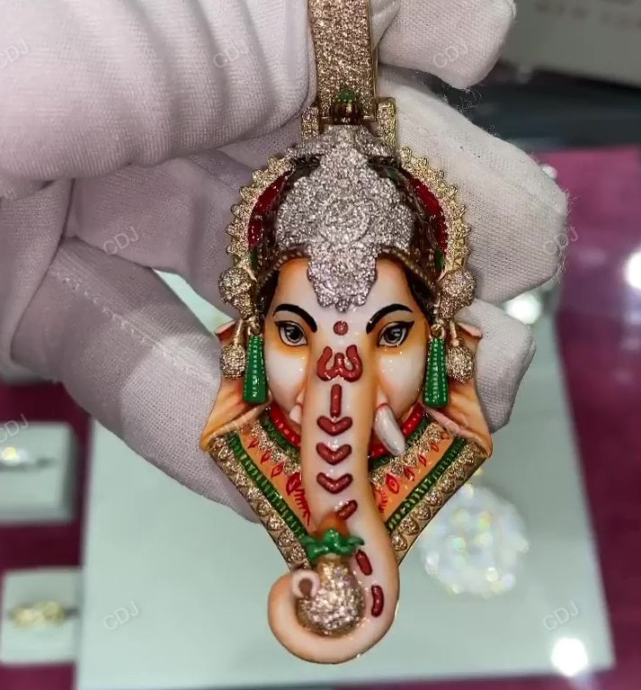 Hip Hop Enamel Set Lord Ganesa Face Hip Hop Pendant hip hop jewelry CustomDiamJewel   