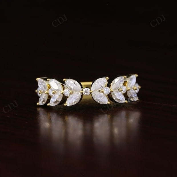 0.97CTW Marquise And Round Lab Grown Diamond Floral Wedding Band  customdiamjewel 10KT Yellow Gold VVS-EF