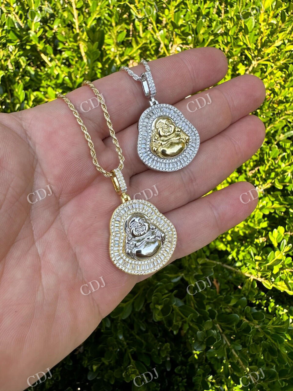 Buddha Pendant Round And Baguette Pendant  customdiamjewel   