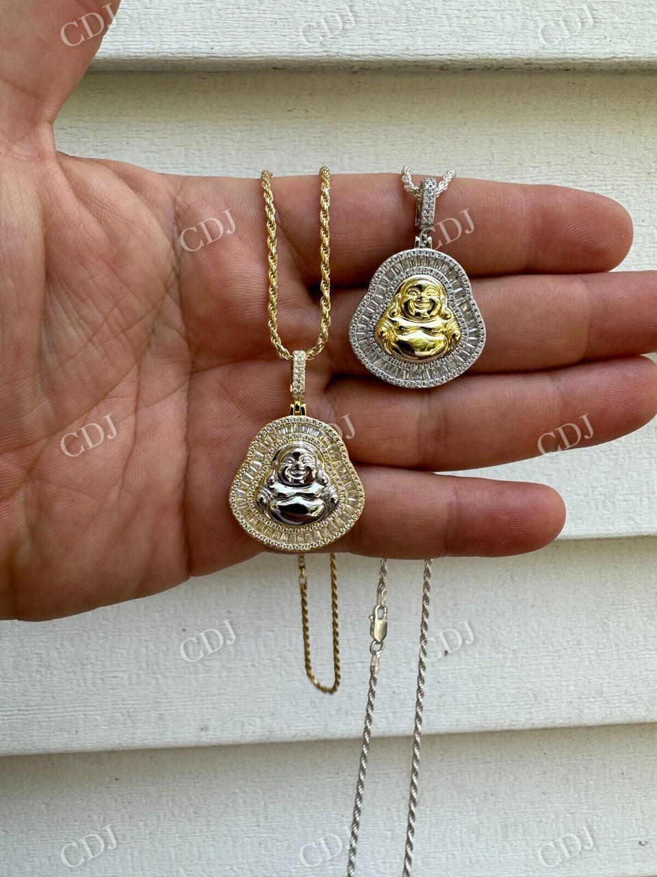 Buddha Pendant Round And Baguette Pendant  customdiamjewel   