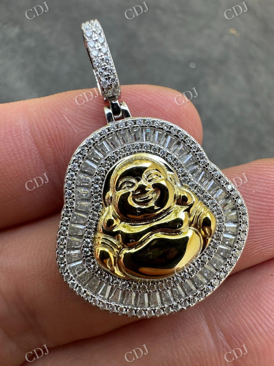 Buddha Pendant Round And Baguette Pendant  customdiamjewel   