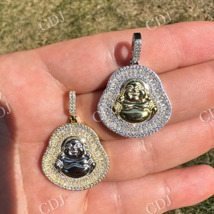 Buddha Pendant Round And Baguette Pendant  customdiamjewel   