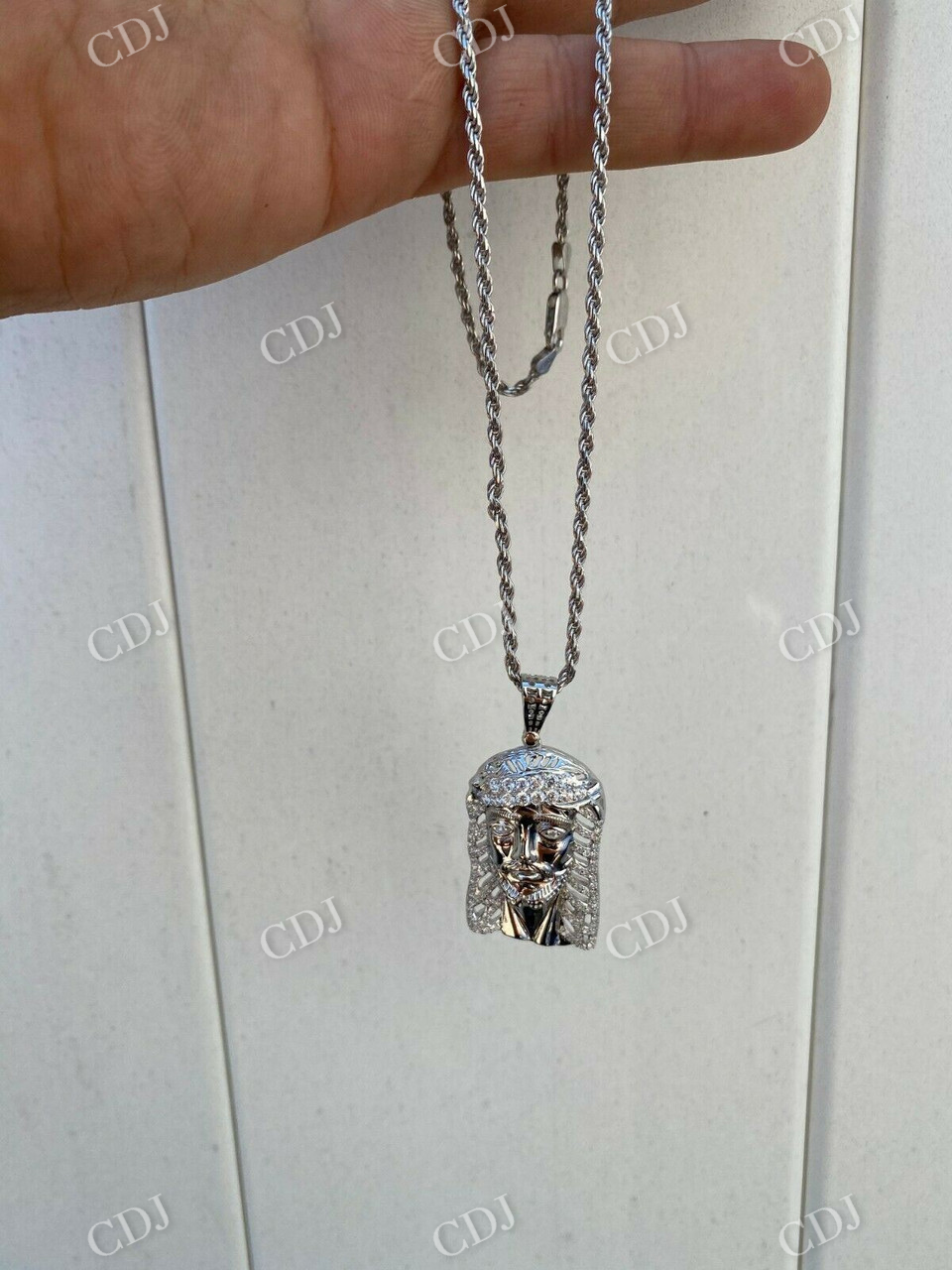 Round Diamond Jesus Iced Pendant  customdiamjewel   