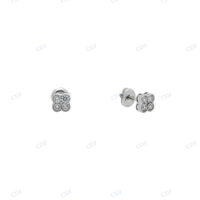 925 Sterling Silver Four Diamond Small Earrings For Women Engagement Ring CustomDiamJewel