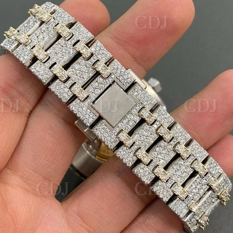 VVS Diamonds Watch Fully Iced Out Automatic Hip Hop Watch For Men With Stainless Steel Band 26 To 29 Carat (Approx.)  customdiamjewel   