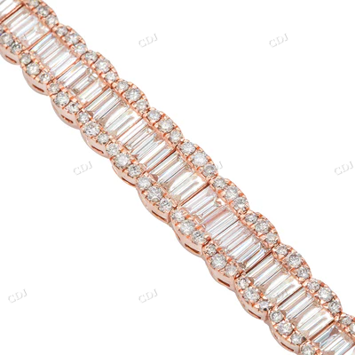 14K Rose Gold Moissanite Hip Hop Bracelet hip hop jewelry CustomDiamJewel