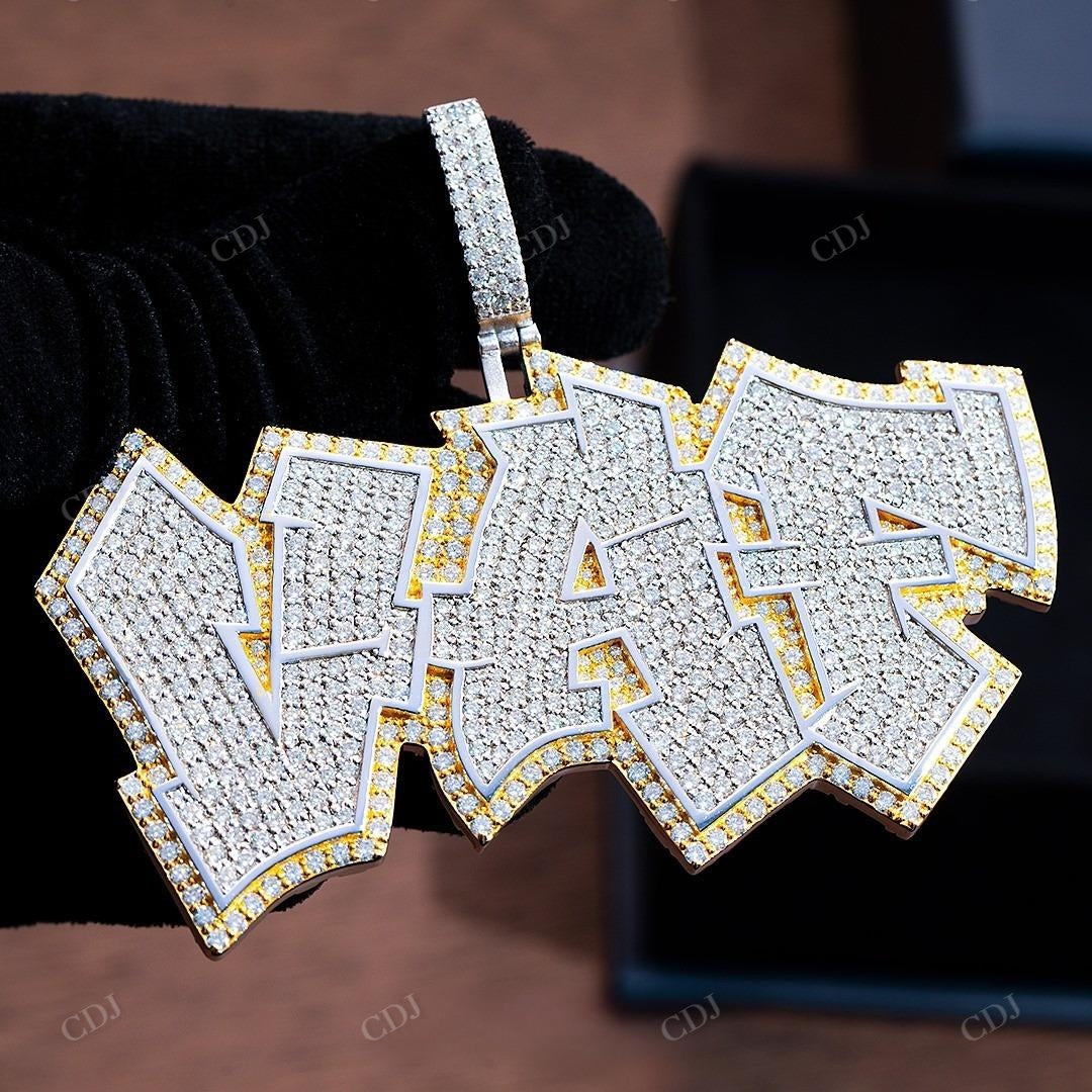 Iced Out Two Tone "VAF" Custom Letter Diamond Pendant hip hop jewelry customdiamjewel   