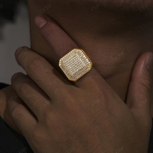 Fully Iced Out Bling Men's Signet Rings In 10K Solid Gold hip hop jewelry CustomDiamJewel