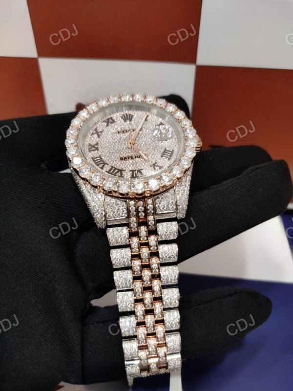 New Stylish Look Diamond Watch Antique Shape Diamond Case Watch For Men's  VVS Clarity  Unique Numeric Watches  customdiamjewel   