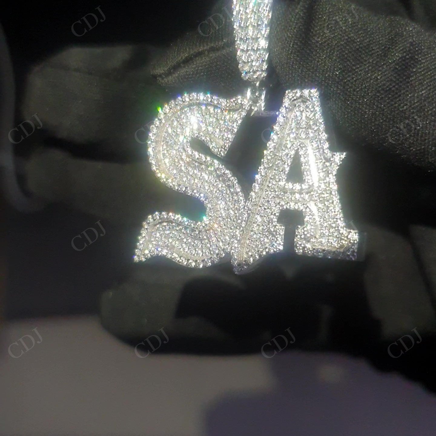 "SA" Letter Silver Round Moissanite HipHop Pendant hip hop jewelry customdiamjewel   