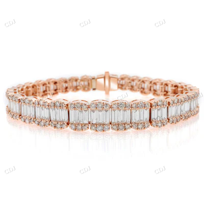 14K Rose Gold Moissanite Hip Hop Bracelet hip hop jewelry CustomDiamJewel