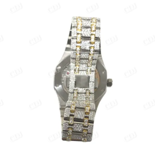 Round Moissanite 25 to 27 Carats AP Watch Stainless Steel Affordable Watch  customdiamjewel   