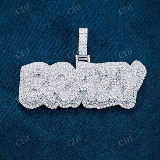 BRAZY Name Custom Round Diamond Iced Out Pendant  customdiamjewel   