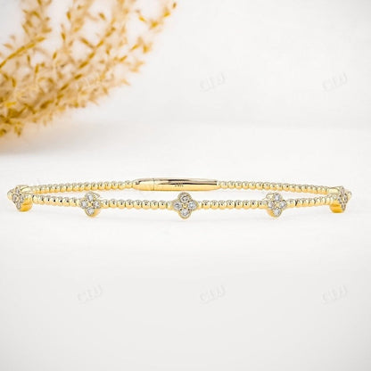 0.33CTW Flower Cluster Lab Grown Diamond Bracelet  customdiamjewel 10KT Solid Gold Yellow Gold VVS-EF