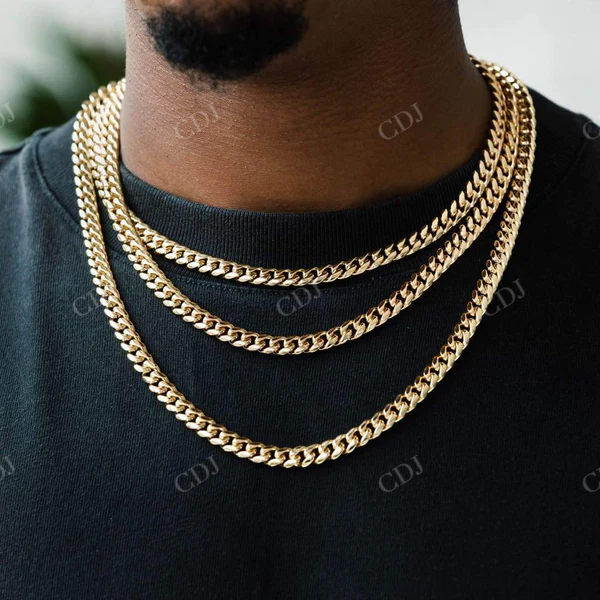 Gold Plated Miami Cuban Chain Necklace  customdiamjewel   