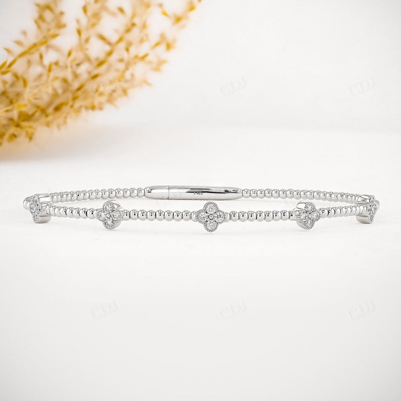 0.33CTW Flower Cluster Lab Grown Diamond Bracelet  customdiamjewel 10KT Solid Gold White Gold VVS-EF