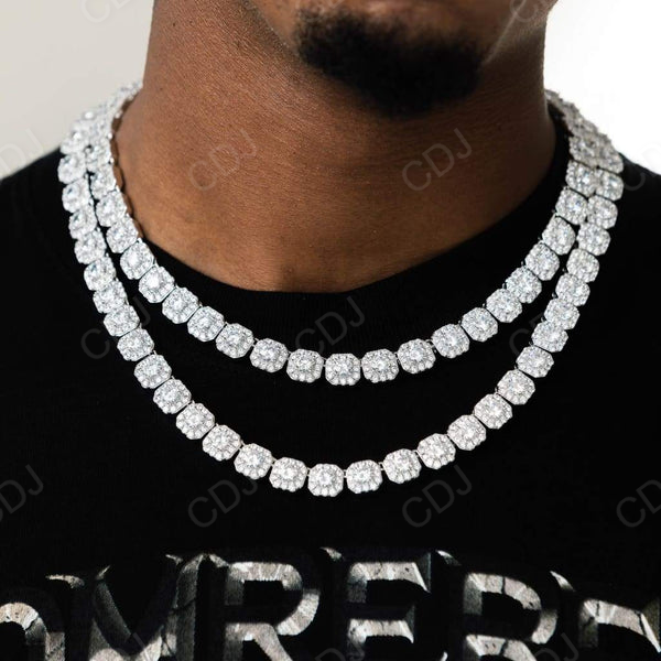 Solid Silver Gold Hip Hop Tennis Chain Necklace  customdiamjewel   