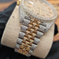 Fully Iced Out Natural Diamond Studded Two Tone Rolex Swiss Made Bust Down Watch  customdiamjewel   