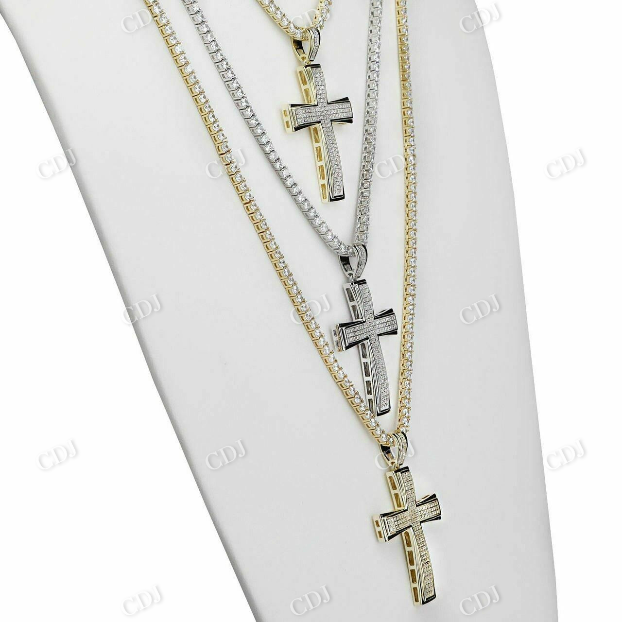 14k Gold Round Diamond Cross Pendant  customdiamjewel   