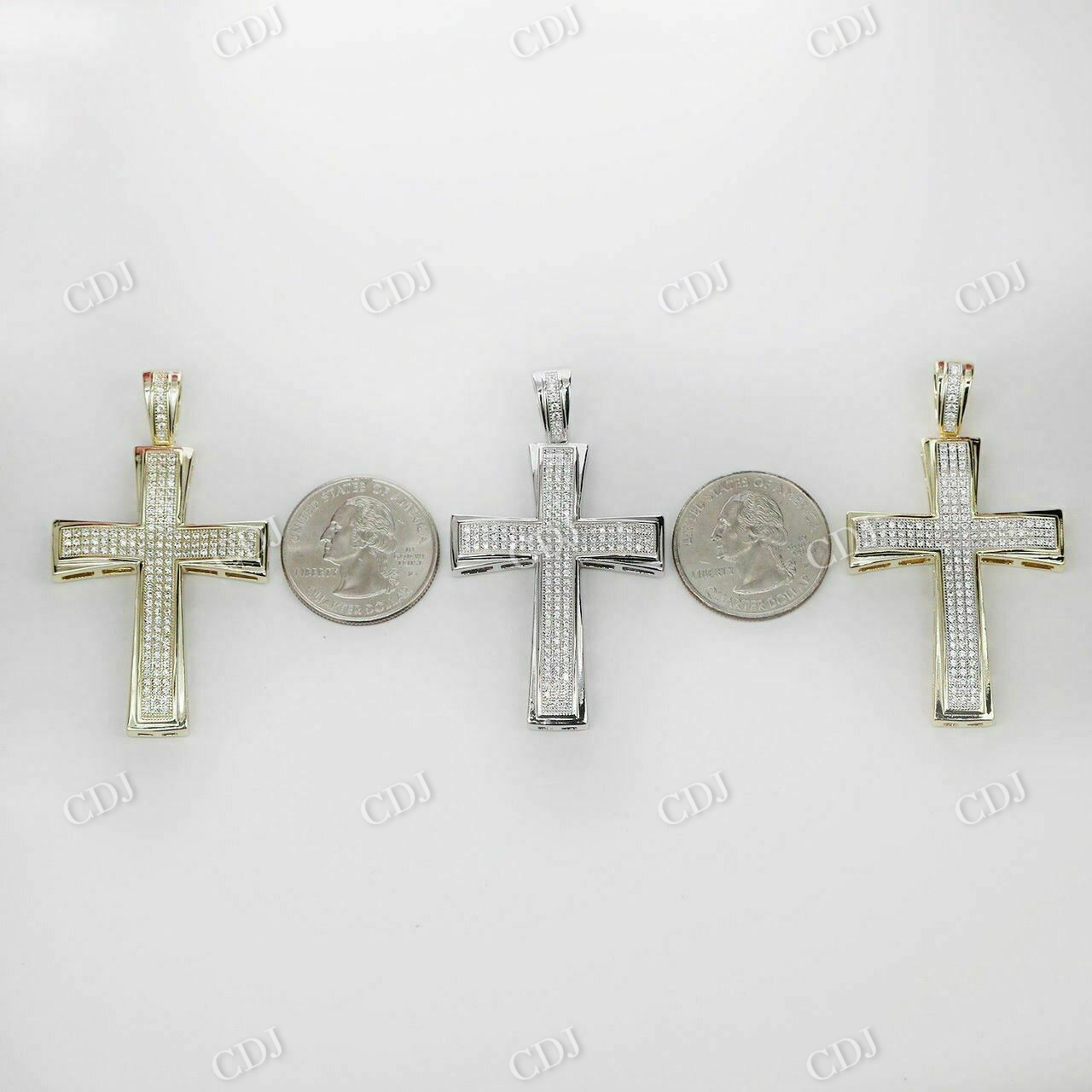 14k Gold Round Diamond Cross Pendant  customdiamjewel   