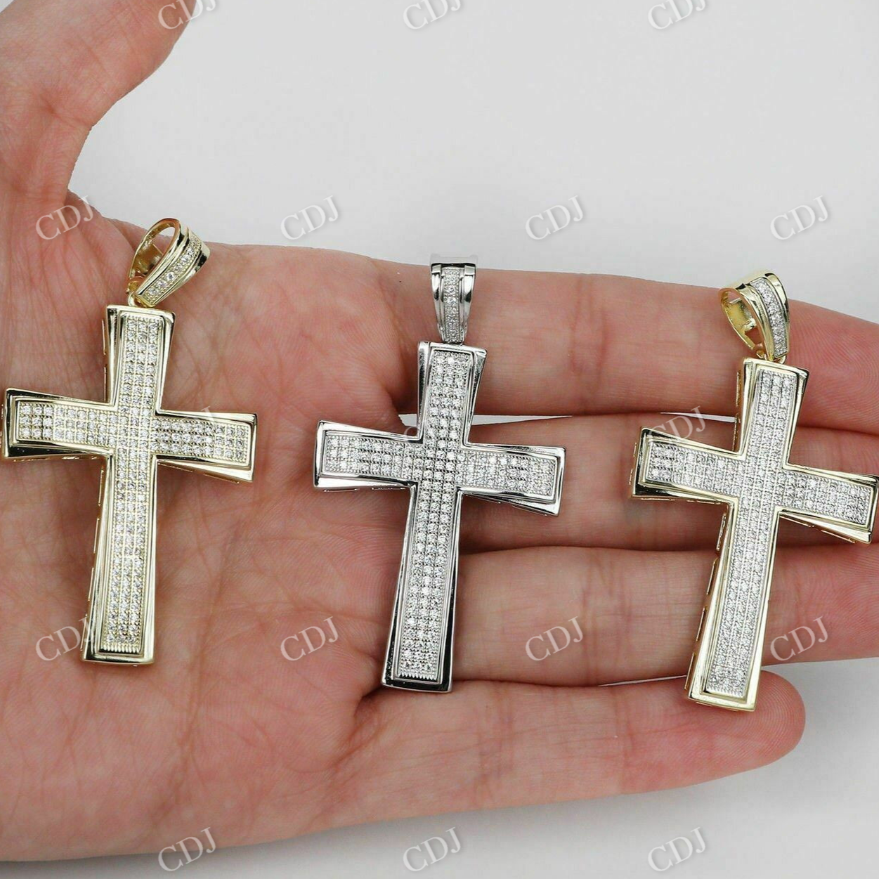 14k Gold Round Diamond Cross Pendant  customdiamjewel   