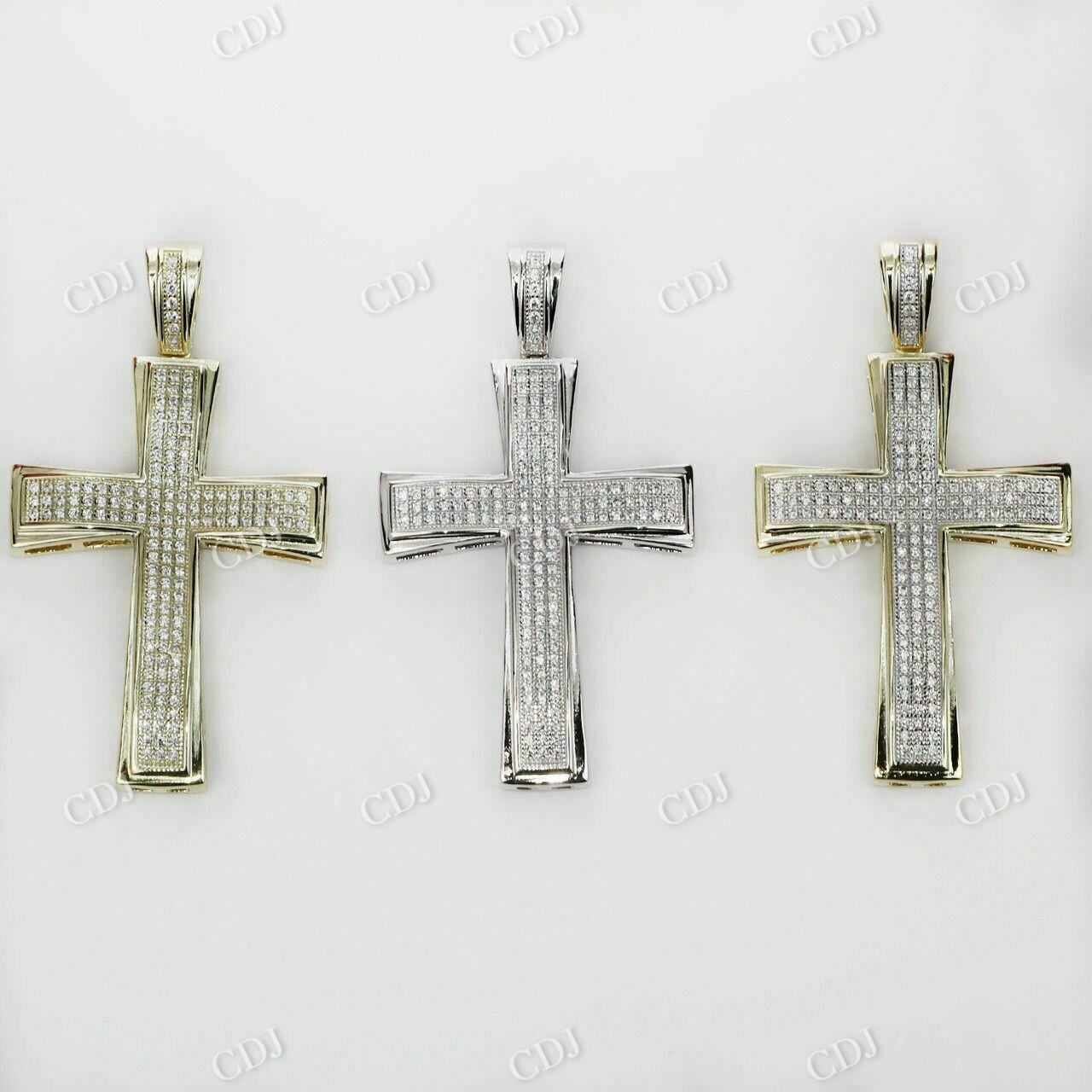 14k Gold Round Diamond Cross Pendant  customdiamjewel   