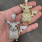 Pickachu Sterling Silver Hip Hop Pendant  customdiamjewel   